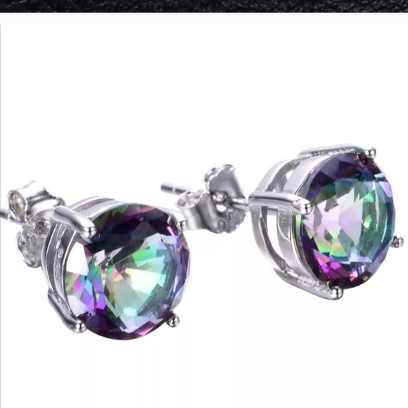 5 ⭐️ 18K Gold Filled Mystic Topaz Earring - Picture 4 of 7